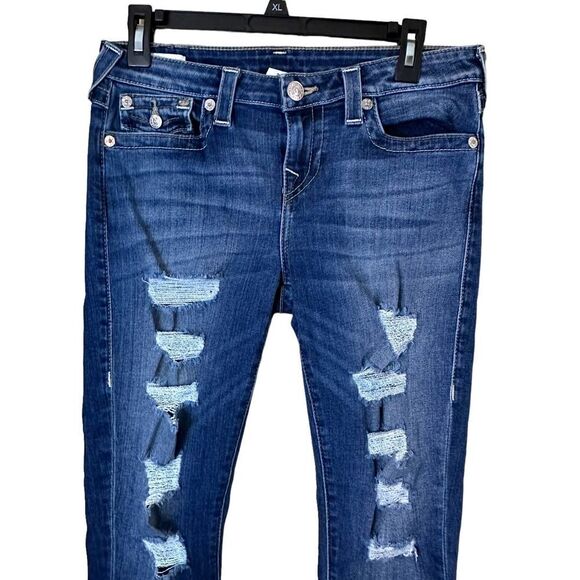 True Religion Halle Capri Distressed Jeans Size 29 - Picture 2 of 10